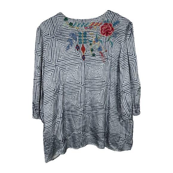 Johnny Was Taryn Flowy Tassel Blouse Medium Embroidered Floral Boho Peasant - Picture 4 of 8